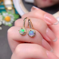 18K Gold Plated Natural Opal Earrings for Women