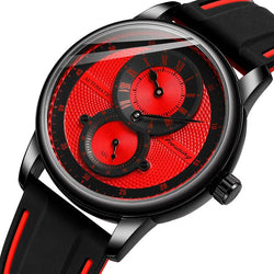 Stainless Steel Automatic Mechanical Sport Racing Red Mens Watch