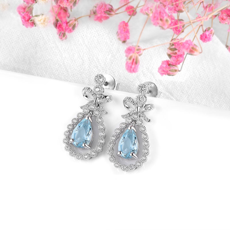 Sterling Silver Aquamarine Dangle Earrings 1.60 ctw