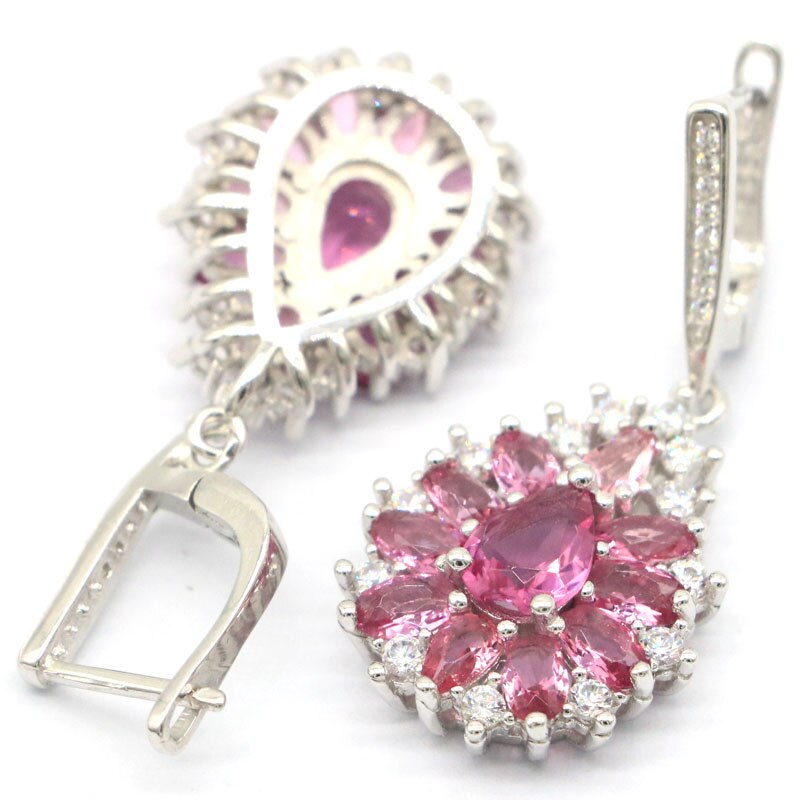 925 Sterling Silver Amethyst, Tourmaline, and CZ Earrings for Females