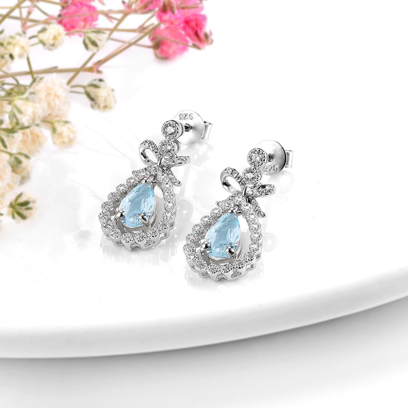Sterling Silver Aquamarine Dangle Earrings 1.60 ctw