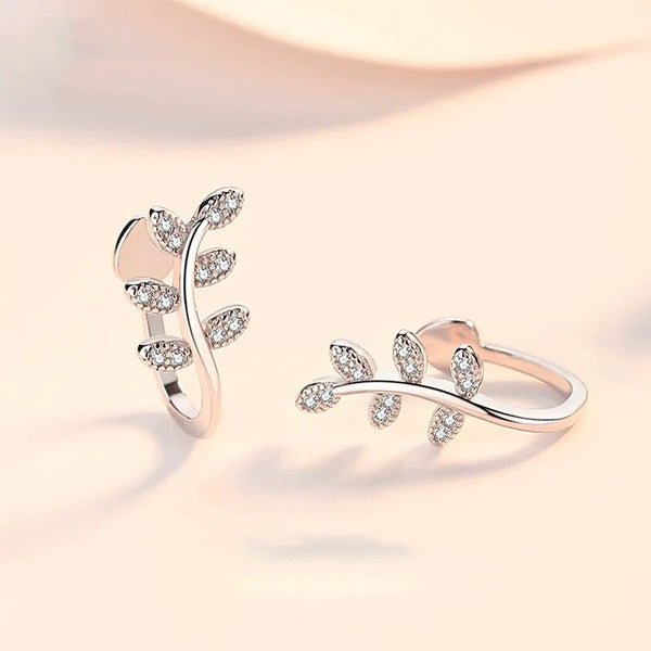 925 Silver Leaf Clip Earrings for Women