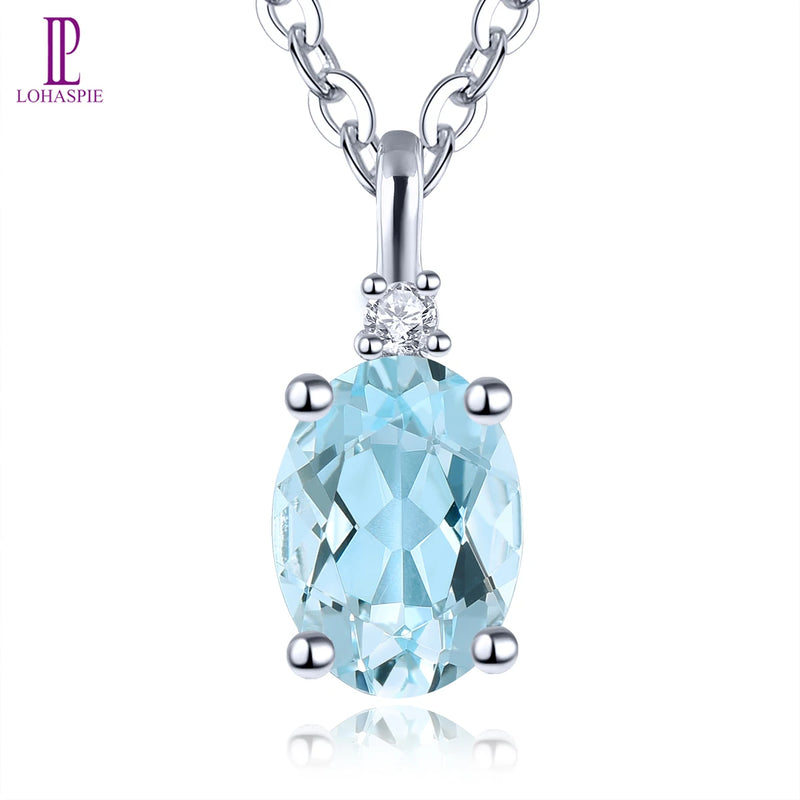 9K White Gold Aquamarine 0.70 Ctw Pendant for Women