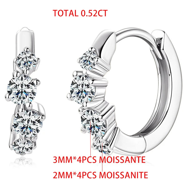 925 Sterling Silver Moissanite Hoop Earrings for Women