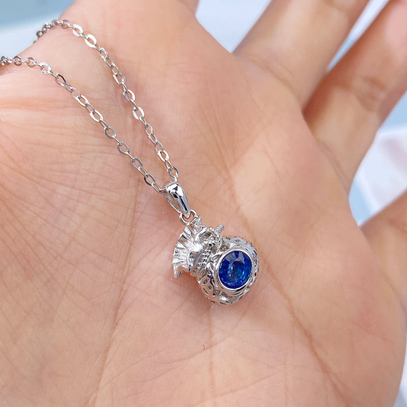 925 Sterling Silver Sapphire Pendant Necklace for Women