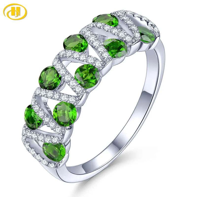 Sterling Silver 1.50 Carat Chrome Diopside Ring for Women