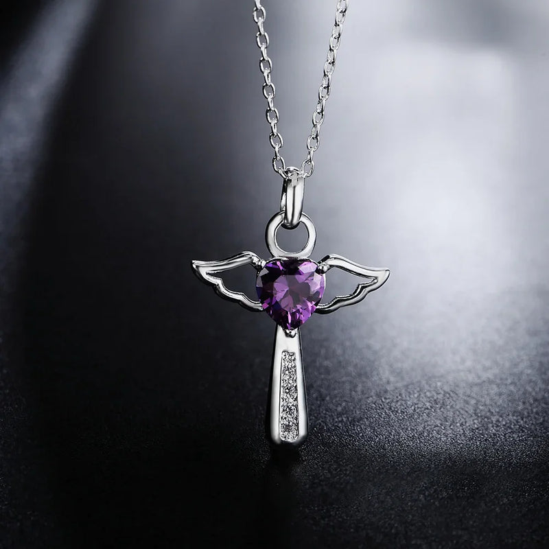 925 Sterling Silver Crystal Cross Pendant Necklace For Women