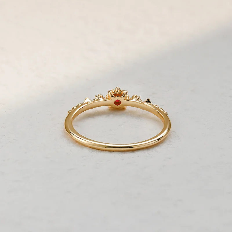 925 Sterling Silver Gold Plated LAB CREATED Ruby Thin Ring for Women