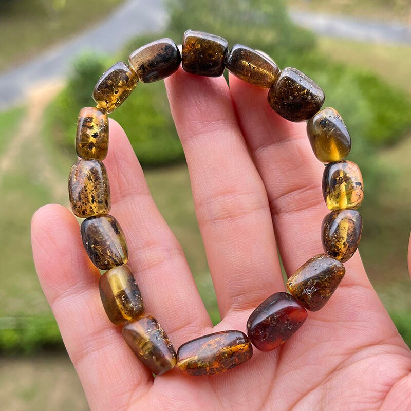 Sterling Silver Natural Amber Bracelet for Unisex