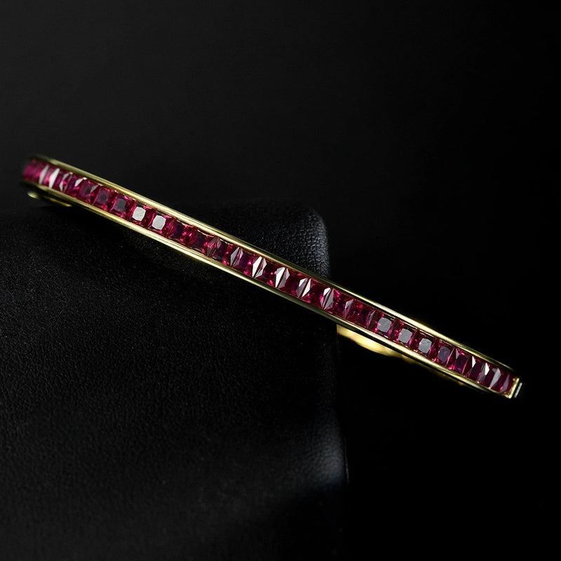 18K Gold Plated Sterling Silver Ruby Bangle for Women