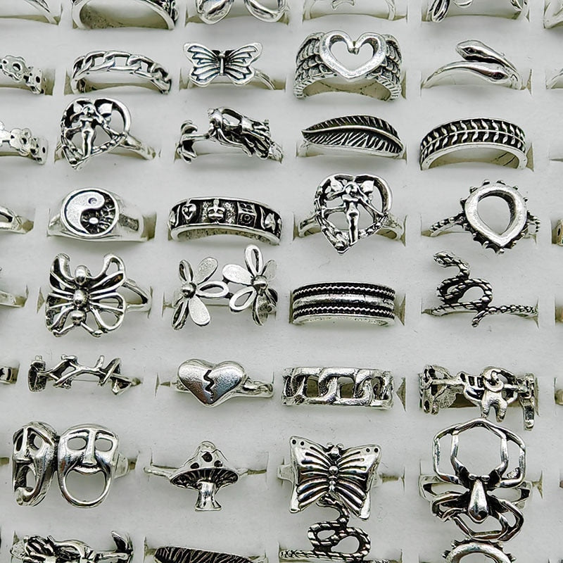 Alloy Flower, Skull, Spider, Animal, Leaf, Love, Snake Finger Rings for Women