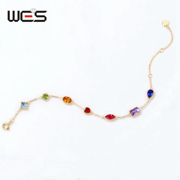 Sterling Silver Rainbow Zircon Bracelet for Women.