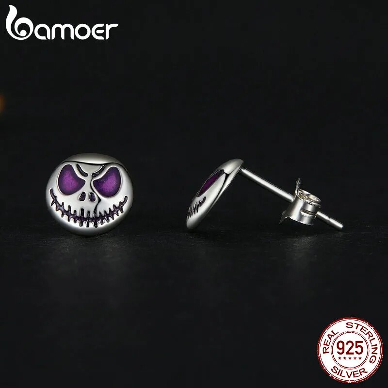 Sterling Silver Luminous Skeleton Stud Earrings for Women