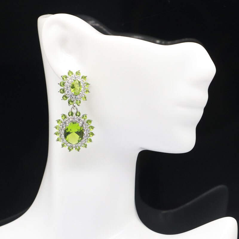 925 Sterling Silver Citrine, Peridot, Aquamarine, & CZ Earrings for Females