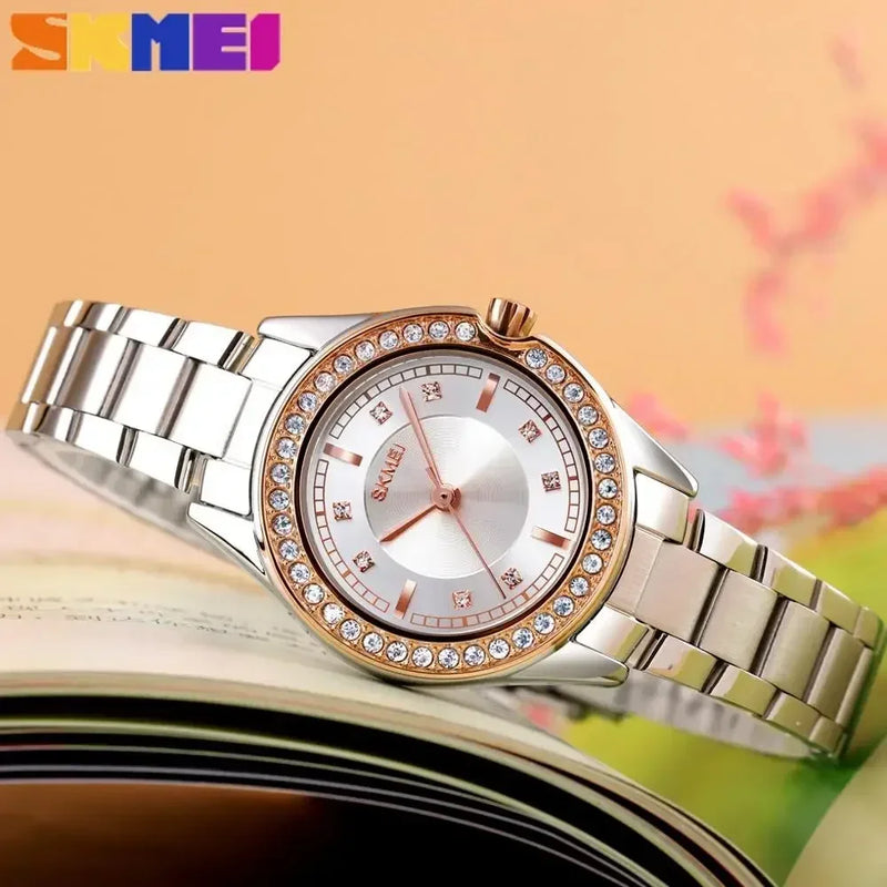 SKMEI 1534 Lady Watches Waterproof Stainless Steel Strap reloj mujer Fashion Women Quartz Watch Innovative Diamond Wristwatches