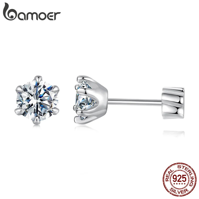 White Gold Plated Moissanite Studs, 0.50ctw for Women