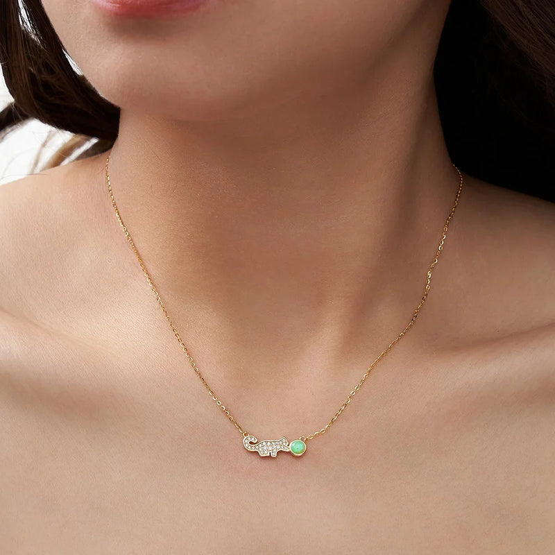 925 Sterling Silver Fire Opal Cat Pendant Choker Necklace for Women