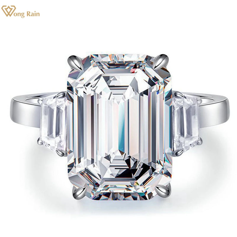 925 Sterling Silver Aquamarine Emerald Cut Ring for Women