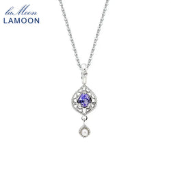 925 Sterling Silver Tanzanite Water Drop Pendant Necklace for Women