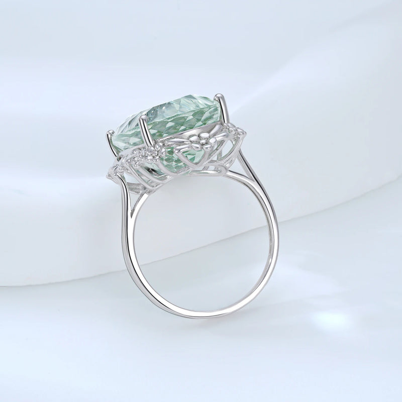 925 Sterling Silver Green Crystal Ring For Women