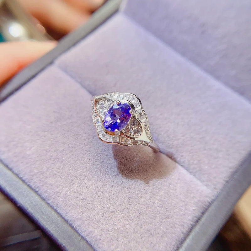 sterling Silver Tanzanite Ring for Women