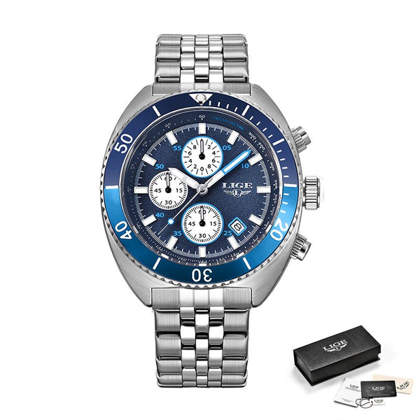 Stainless Steel Quartz Chronograph Wristwatch for Men