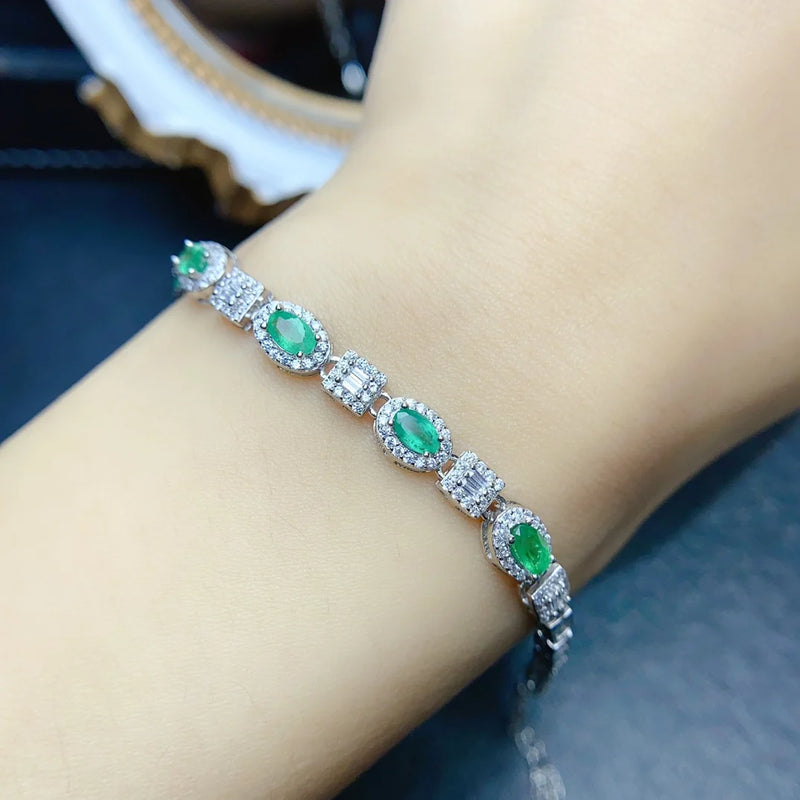 Sterling Silver Emerald Bracelet for Women