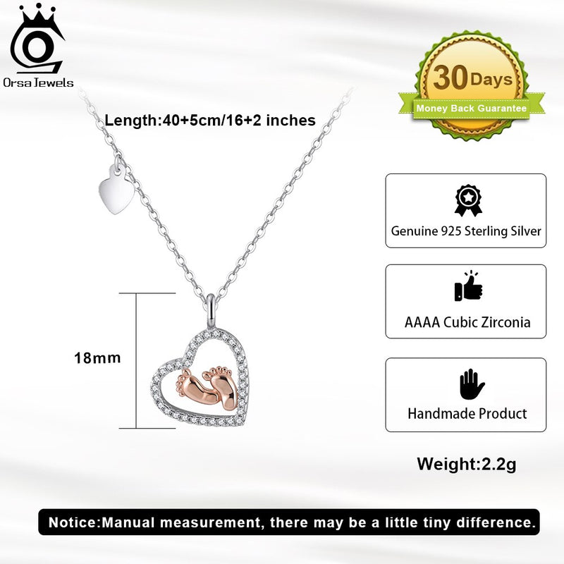 Sterling Silver Baby Feet Pendant Necklace for Women