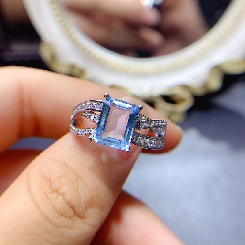 Sterling Silver Natural Topaz Ring for Women