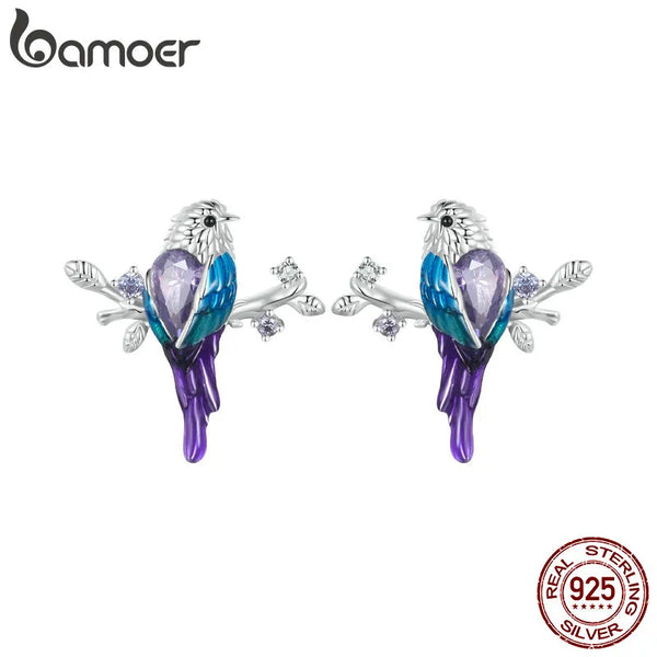 Sterling Silver Bird Dangle Earrings for Women