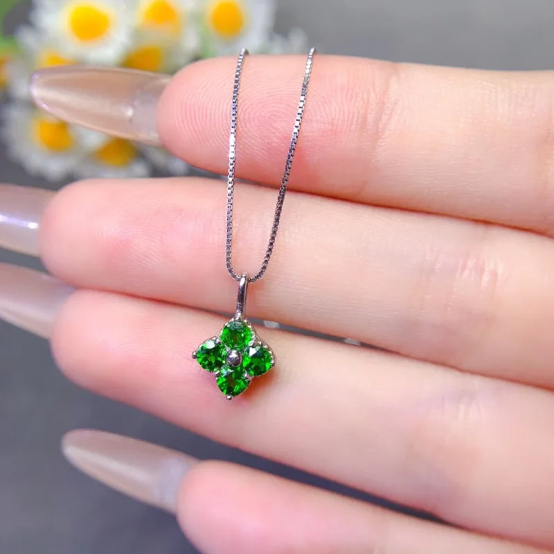 S925 Silver Diopside Pendant