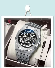 Stainless Steel Dragon Skeleton Mechanical Watch for Men