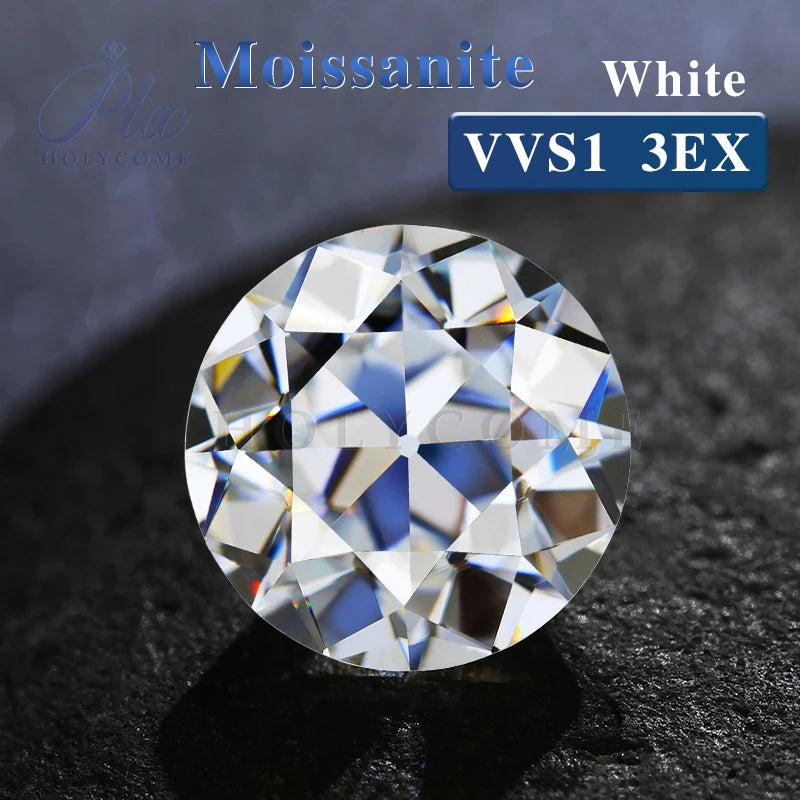 White Moissanite (VVS1) Old European Cut Round Loose Gemstone for Women