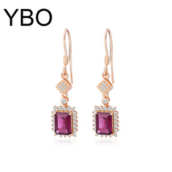 Sterling Silver Natural Purple Garnet Dangle Earrings for Women