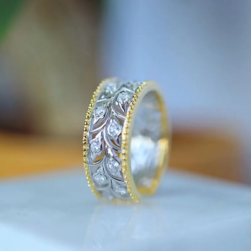 925 Sterling Silver Gold Plated Vine Open Ring for Women