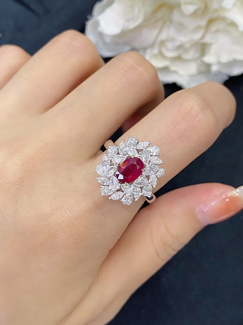18K White Gold Ruby Ring for Her