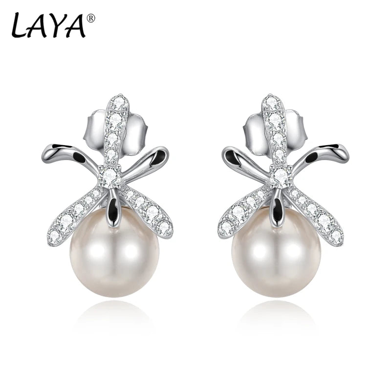 Sterling Silver Shell Pearl Stud Earrings for Women