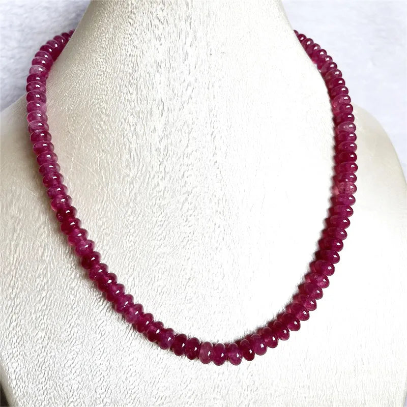 Sterling Silver Oval Pink Red Rubellite Necklace for Her Please note that this is an assumption based on common jewelry practices. Without more information about the necklace, it's impossible to be certain of the metal purity.