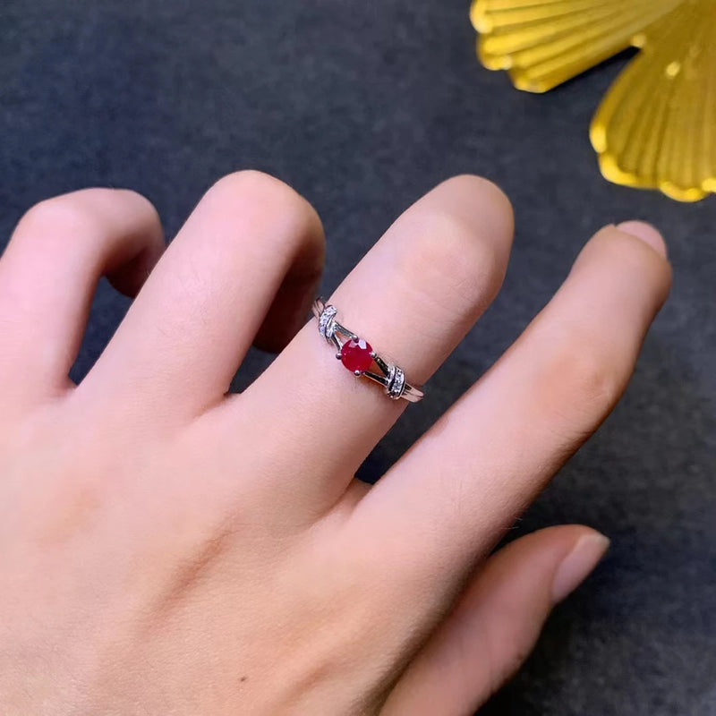 925 Sterling Silver Gold Plated Myanmar Ruby Ring 0.30ctw Engagement for Woman