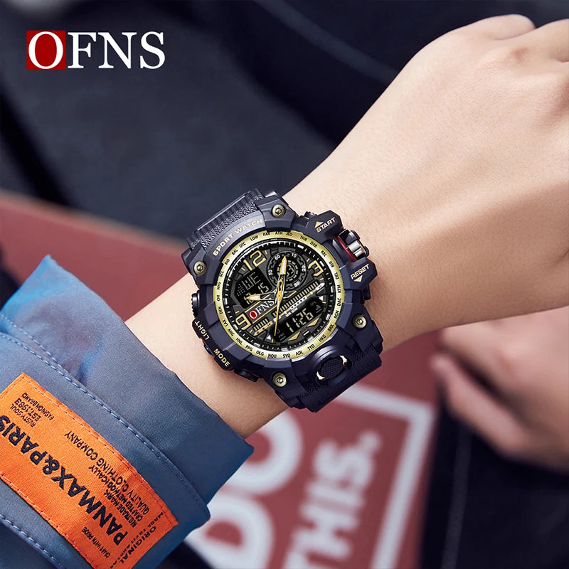 Stainless Steel Quartz Sports Watch with Dual Display for Men .