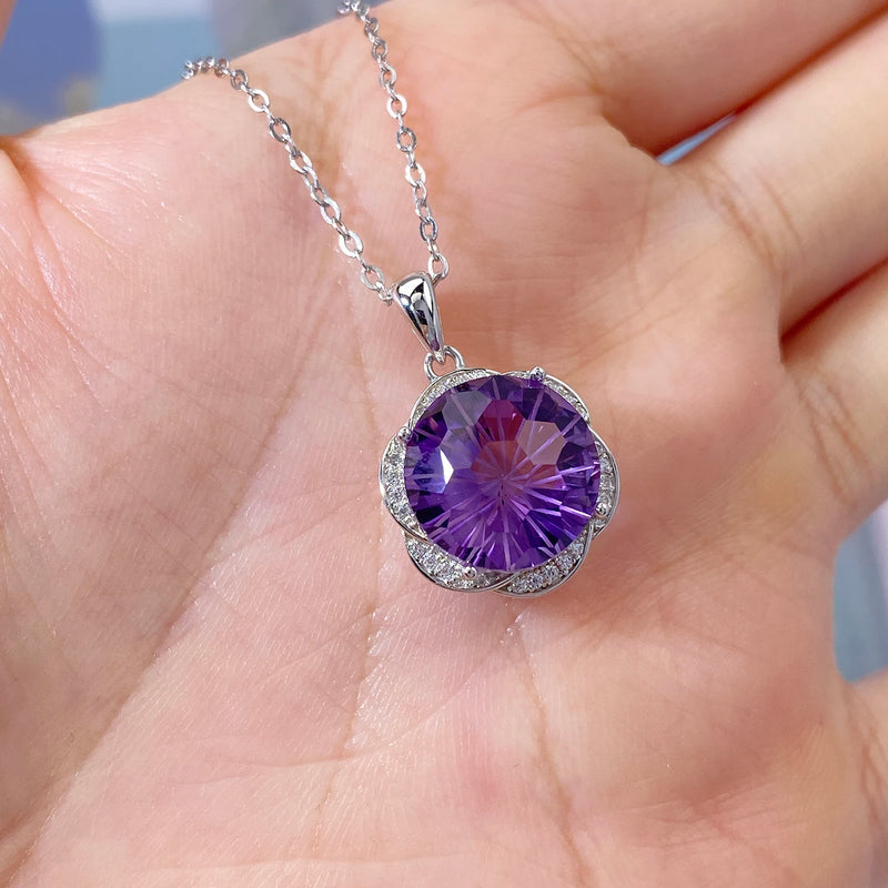 925 Sterling Silver Amethyst Pendant Necklace for Women