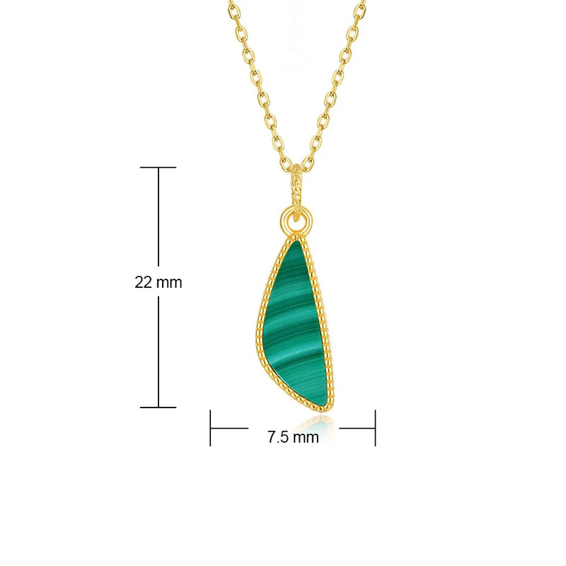 Gold Plated 925 Silver Malachite Triangle Pendant for Ladies