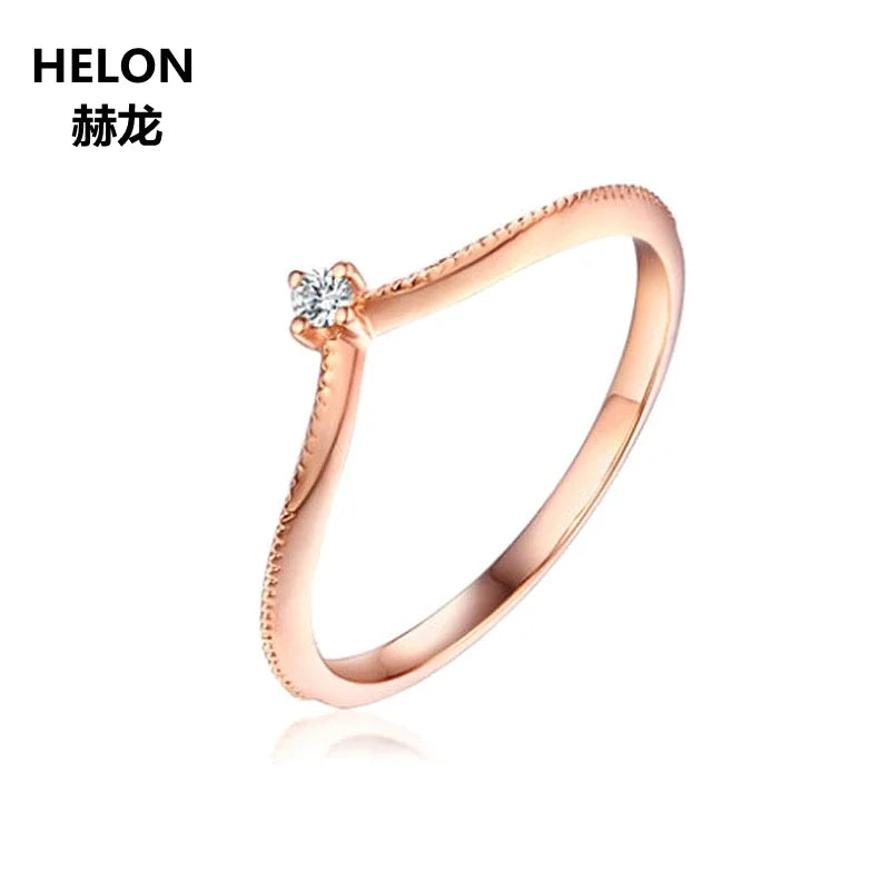 14k Rose Gold SI/H Diamond V-Shape Ring for Women