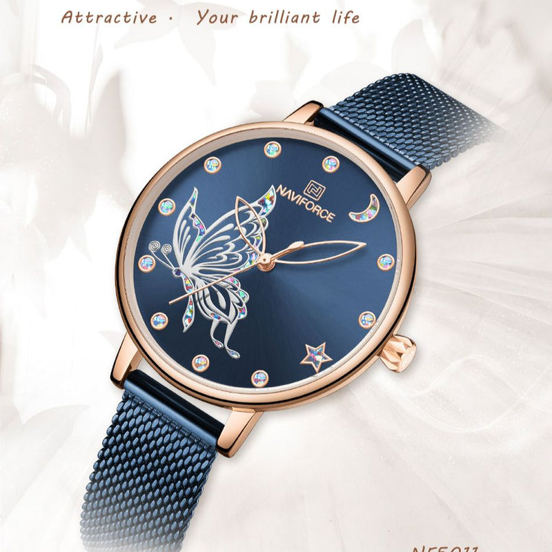 Stainless Steel Mesh Quartz Watch for Women