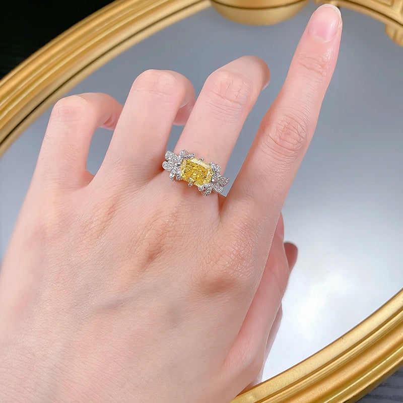 Sterling Silver Crushed Ice Cut Citrine Ring for Women