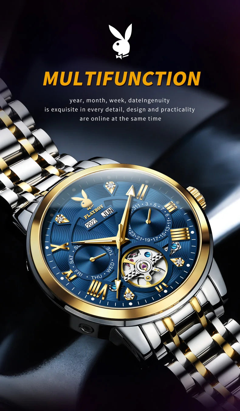 Stainless Steel Automatic Mechanical Watch for Men