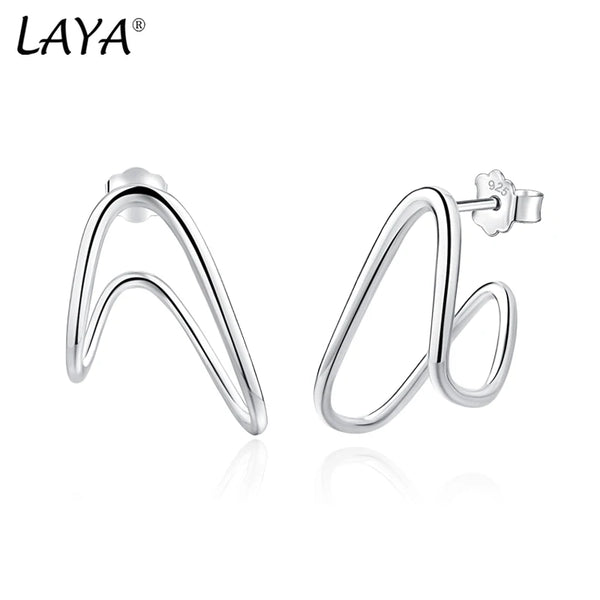 925 Sterling Silver Irregular Design Stud Earrings for Women