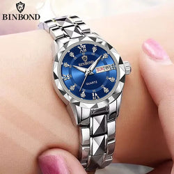 Stainless Steel Quartz Watch with Date for Women