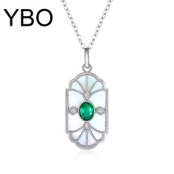 Sterling Silver Emerald Pendant Necklace for Woman