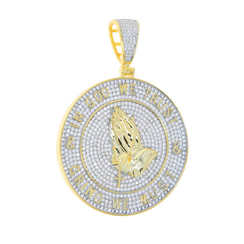 Gold Plated CZ Cubic Zirconia Letter Pendant Necklace for Men